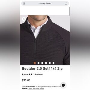 NWT: Puma Golf Boulder 2.0 Golf 1/4 Zip, Black Size Large